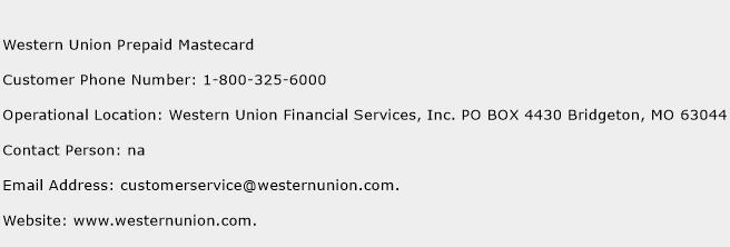 Western Union Prepaid Mastecard Phone Number Customer Service