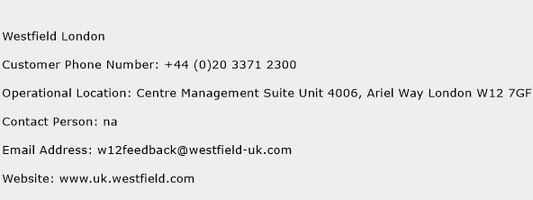 Westfield London Phone Number Customer Service