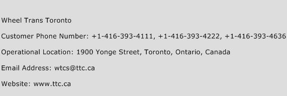 Wheel Trans Toronto Phone Number Customer Service