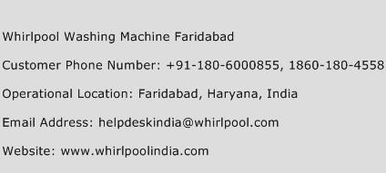 Whirlpool Washing Machine Faridabad Phone Number Customer Service