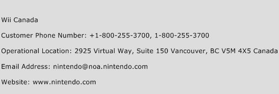Wii Canada Phone Number Customer Service