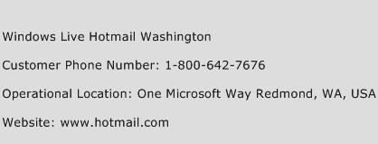 Windows Live Hotmail Washington Phone Number Customer Service
