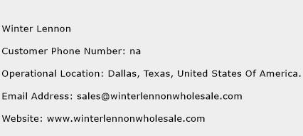 Winter Lennon Phone Number Customer Service