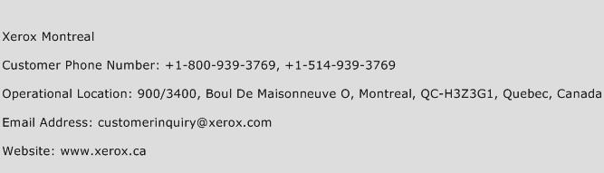 Xerox Montreal Phone Number Customer Service