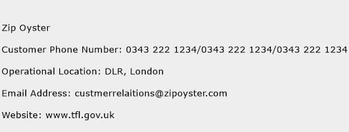 Zip Oyster Phone Number Customer Service