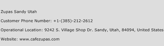 Zupas Sandy Utah Phone Number Customer Service